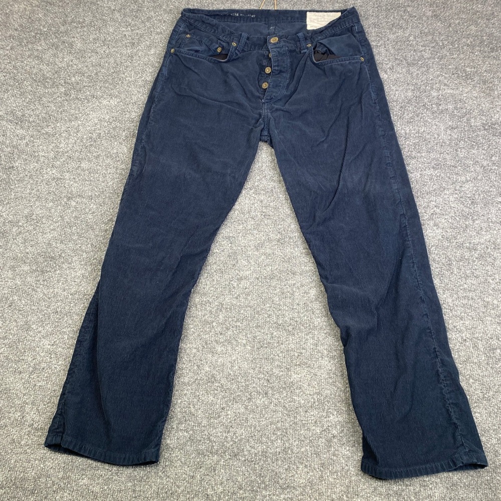 Rag & Bone Tailored Workwear RB 15X Navy Blue Corduroy Pants Mens 34 Button Fly